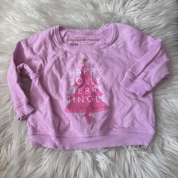 Elisabeth + Faith pink Christmas crewneck size 18/24 months - Picture 1 of 3